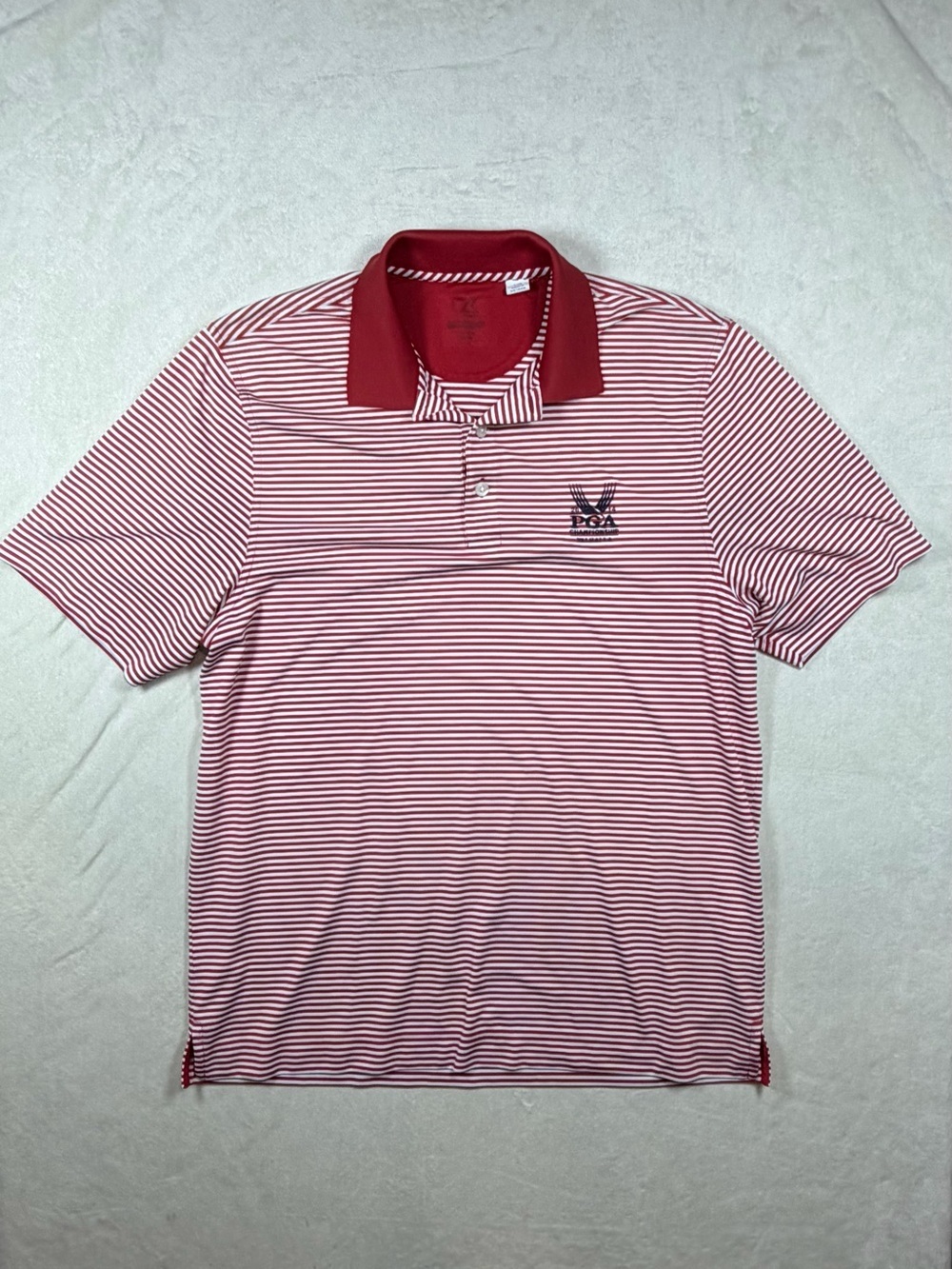 2014 Valhalla PGA Championship Large Cutter & Buck Red Striped Polo Shirt